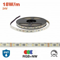 Striscia LED Professional RGBW Natural White - IP67 - 18W/m - 5m - 24V