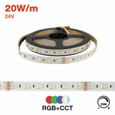 Striscia LED Professional - RGB + CCT (bianco Variabile) - IP20 - 20W/m - 5m - 24V