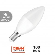 Lampadina LED 6W, E14, C37, OSRAM LED, 12/24Vac/dc