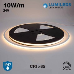 Neon Flex LED 10x10 10W/m, 10m, IP67, 24Vdc, CRI 85, B. Caldo - LUMILEDS